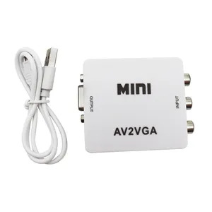 AV2VGA 1080P RCA AV a VGA con convertidor de audio y video de 3,5mm CVBS + convertidor de audio a PC HDTV Mini convertidor de video