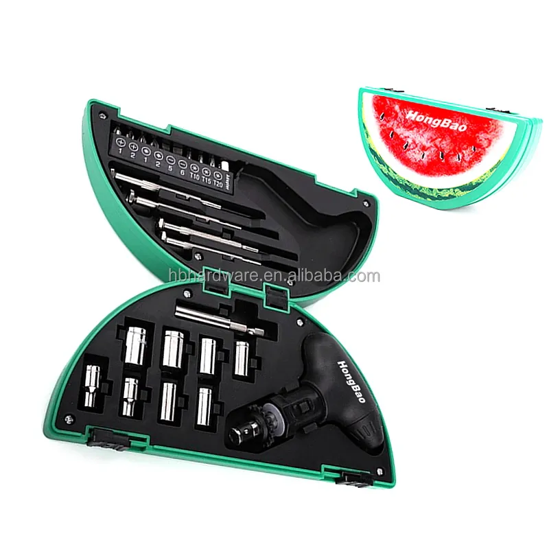 24 Piece Gift Promoção Frutas Melancia Forma Caso Medida Fita Chave De Fenda Bit Socket Tool Set Engraçado Decoração Tool Kit