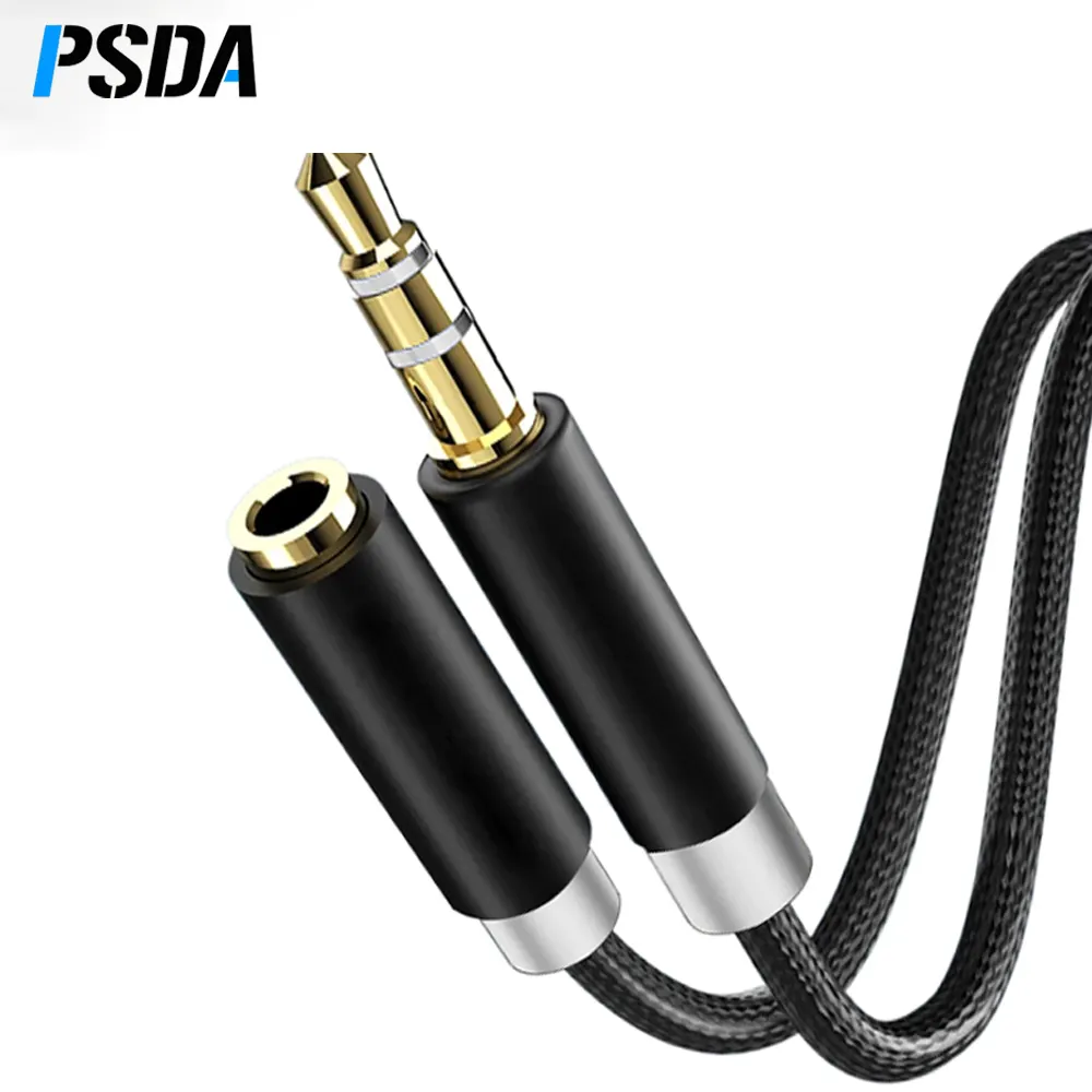 PSDA-Buchse Audio kabel 3,5mm AUX-Audio kabel Stecker zu Buchse Nylon geflochtenes AUX-Kabel für Auto-Kopfhörer-Lautsprecher