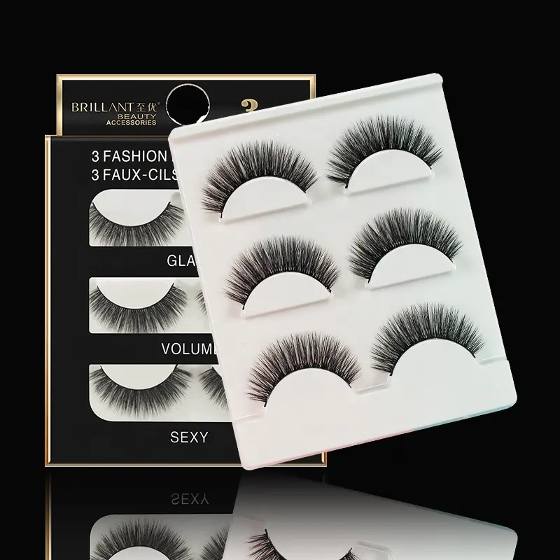 3 Pairs Multi Pack Valse Wimpers Fabrikant Natuurlijke Waterdichte Koreaanse Zijde 3D Lash Strips Voor Private Label