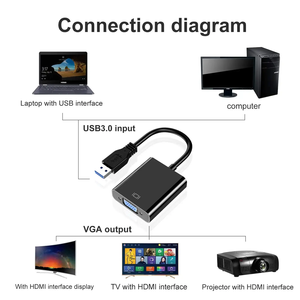 Adaptador de cable VGA, convertidor de controlador, macho a hembra, USB 3,0 a VGA, Cable Adaptador convertidor para monitor - Product Image 3