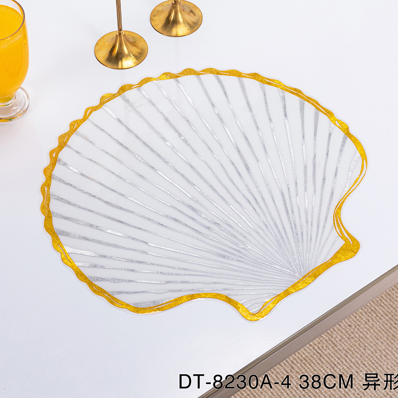 Sea Shell Shape Irregular Cute Gold Dinning PVC Plastic Placemats