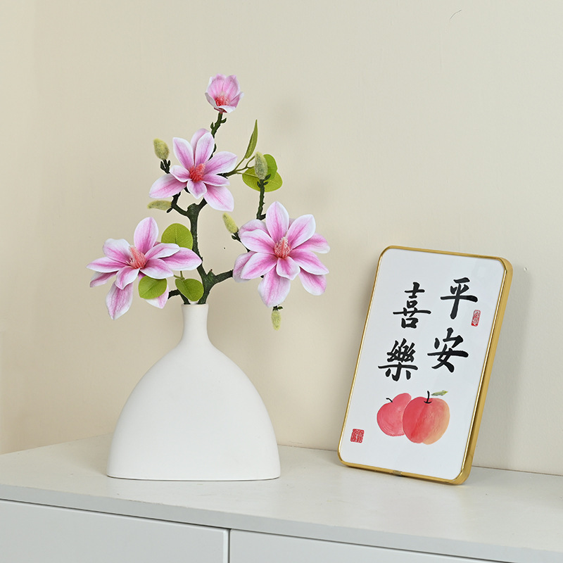 Vase pot à vin en céramique fleur de magnolia rose-violet