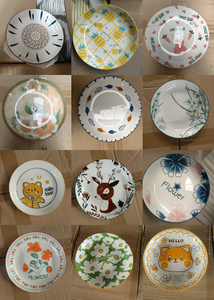 厂家直销各种颜色陶瓷盘餐具可持续复古设计家居派对塑料材料方形图案 - Product Image 4