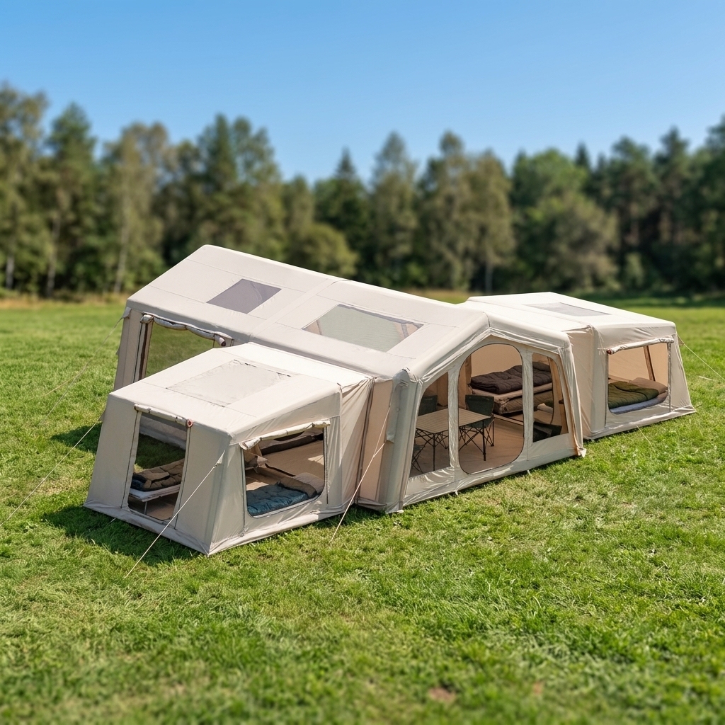 Khaki-1816 sq m tc cotton inflatable tent