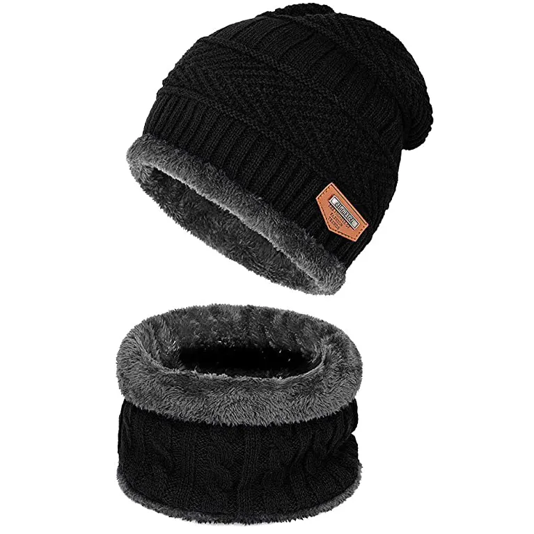 Kış Skullies pamuk bere şapka erkekler için kış eşarp şapka örme şapka kalın sıcak kaput şapka