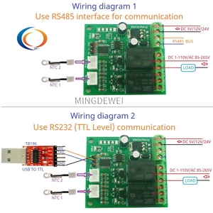 NTROA02 NTC Relay RS485 RS232(TTL) <strong>Analog</strong> Digital Modbus Rtu <strong>Remote</strong> 2AI-2DO DC 5/12/24V IO <strong>Module</strong> Temperature Input Relay <strong>Output</strong>