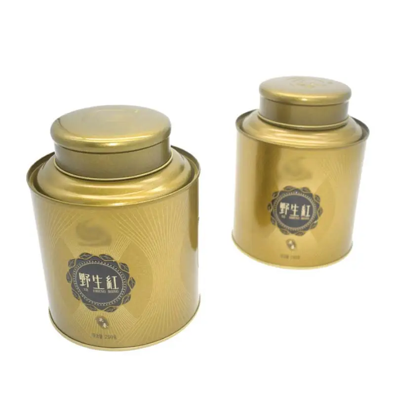 Tapa de lata de té de café vacía redonda con impresión personalizada reciclable latas de té personalizadas con caja de dulces de comida de Metal doble hermética CMYK