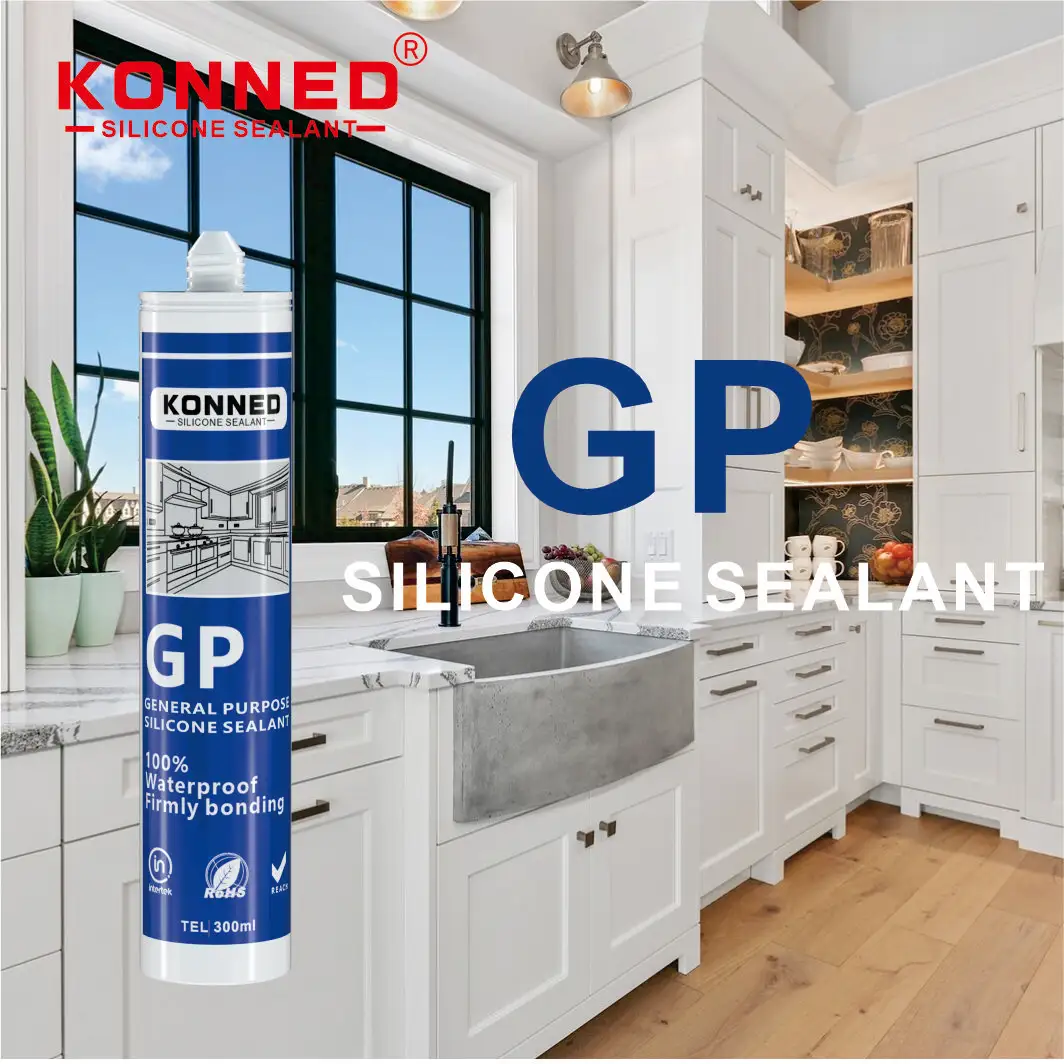 מחיר konned acetic gp rtv מים דבק דבק עמיד למים סיליקון ברור עבור חלון