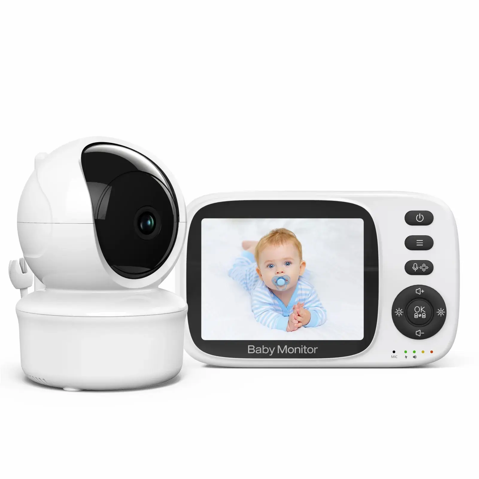 Monitor de bebé Kingfit, cámara de 3,2 pulgadas, visión nocturna infrarroja, temporizador de alimentación, temperatura, ECO, batería de 1200mAh, Monitor de bebé de 355 grados