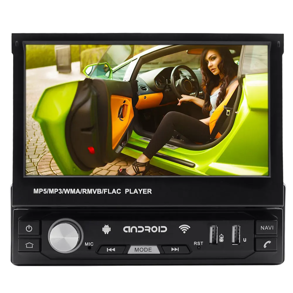 Painel retrátil único 1din 7 polegada 2g 32g carplay android carro vídeo áudio gps multimídia player rádio estéreo touch screen