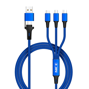 Naylon örgülü mikro USB ve tip C <span class=keywords><strong>8</strong></span> Pin kablosu hızlı şarj <span class=keywords><strong>3</strong></span> 1 çoklu kullanım telefon şarj cihazı ve araç veri kablosu