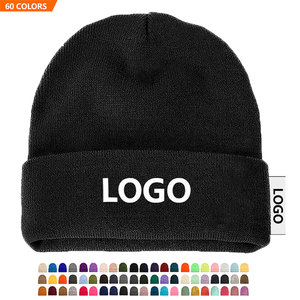 60 Màu Sắc Beanies Nhà Sản Xuất Biểu Tượng Tùy Chỉnh Thêu Mùa Đông Đan Mũ Beanie - Product Image 1