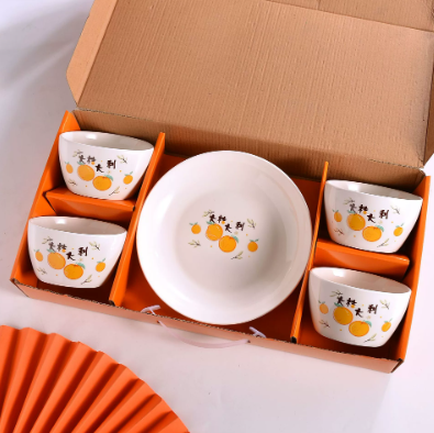 orange 4 bols 1 assiette