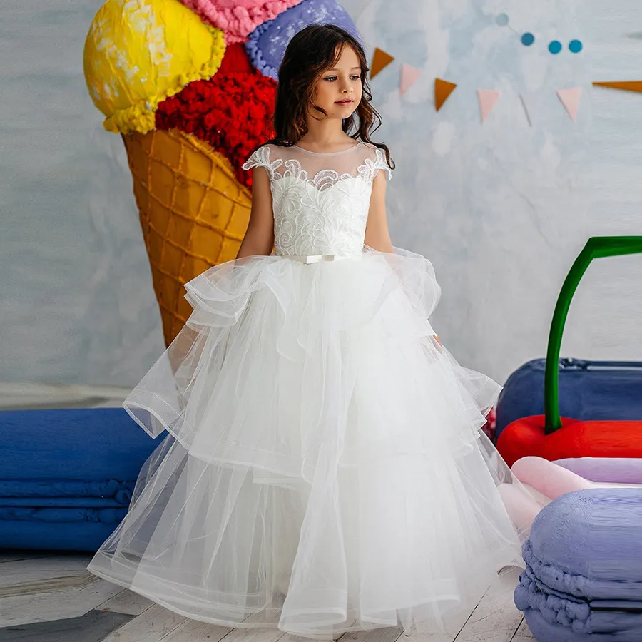 Vestidos de Boutique para niños, vestidos de fiesta Junior, vestidos de baile para niñas, vestidos de princesa para dama de honor, vestido rosa y blanco para niños