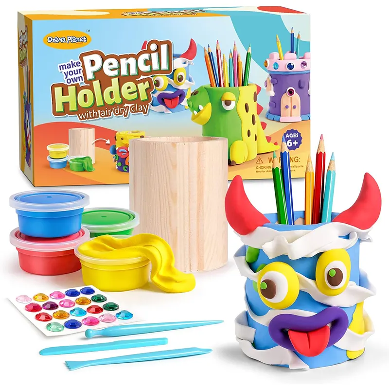 Kit d'art et d'artisanat Offre Spéciale pour les enfants fabriquez votre propre porte-crayon avec un jouet de bricolage en argile à modeler en argile sèche à l'air