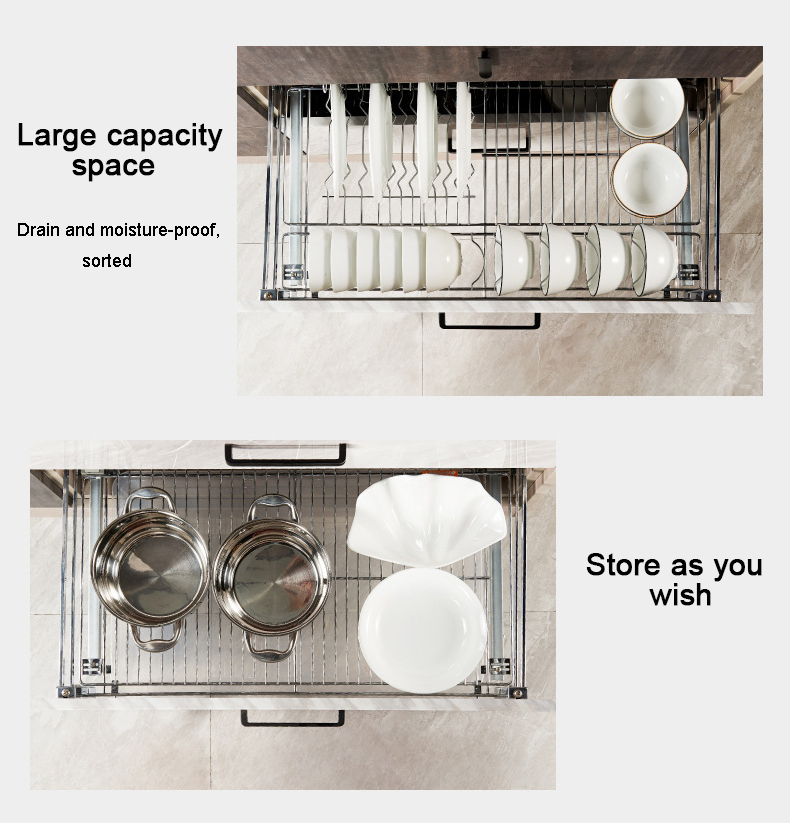 kitchen pull out drawer basket kitchen rack cabinet drawer basket dish and bowl organizer