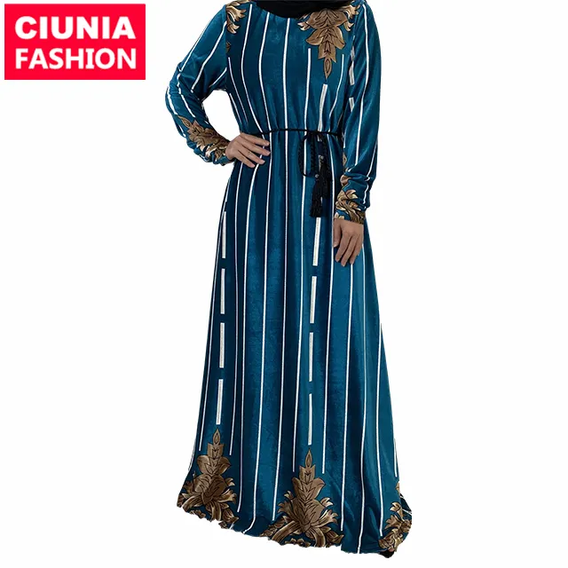 6413 # yüksek kaliteli kadife elbiseler müslüman kadınlar İslam giyim Jilbab kış Abaya elbise kadınlar için Dubai orta doğu moda