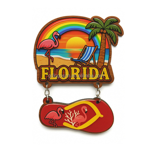 İnanılmaz Florida gökkuşağı Flip Flop Sunset manzara MDF buzdolabı mıknatıs toplu özel baskı dekoratif Florida hediye Ref mıknatıslar - Product Image 1