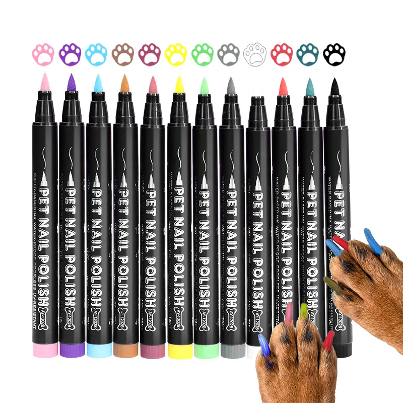 Conjunto de canetas para desenho de unhas de cachorro, caneta para pintura de unhas, tratamento de unhas, caneta para animais de estimação