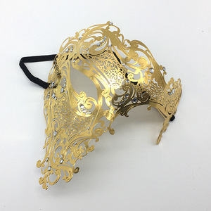 ダイヤモンドベネチアンマスク付きファクトリーメタルハーフフェイス仮面舞踏会マスクパーティーマスク - Product Image 2