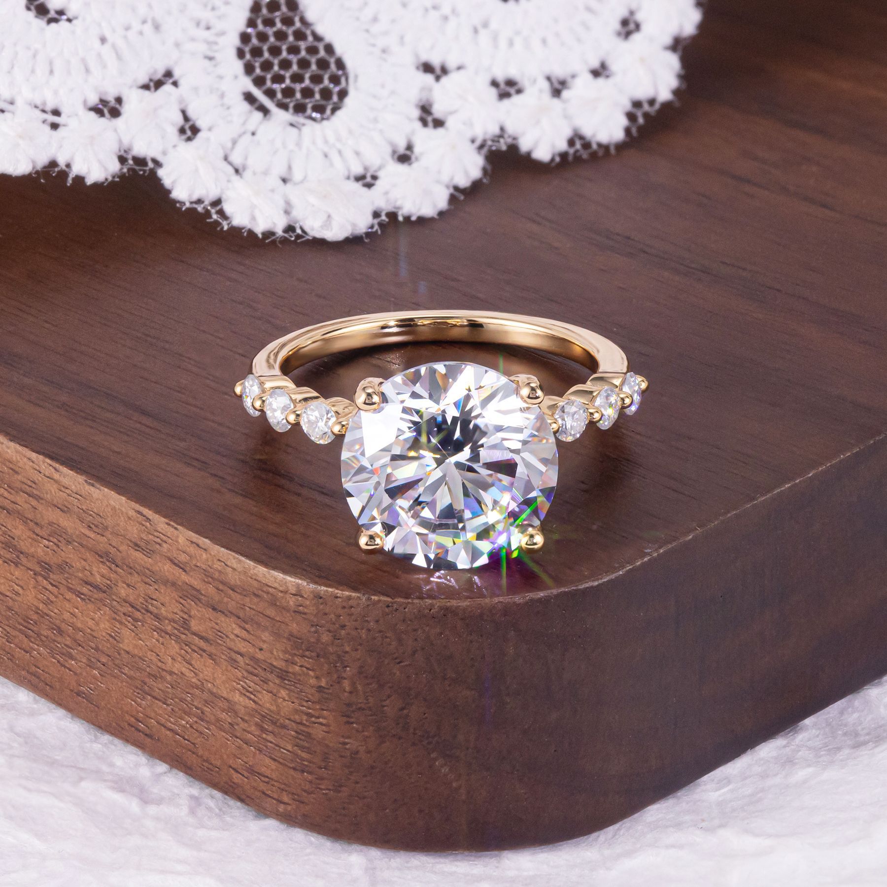 Bague moissanite 5 carats ronde