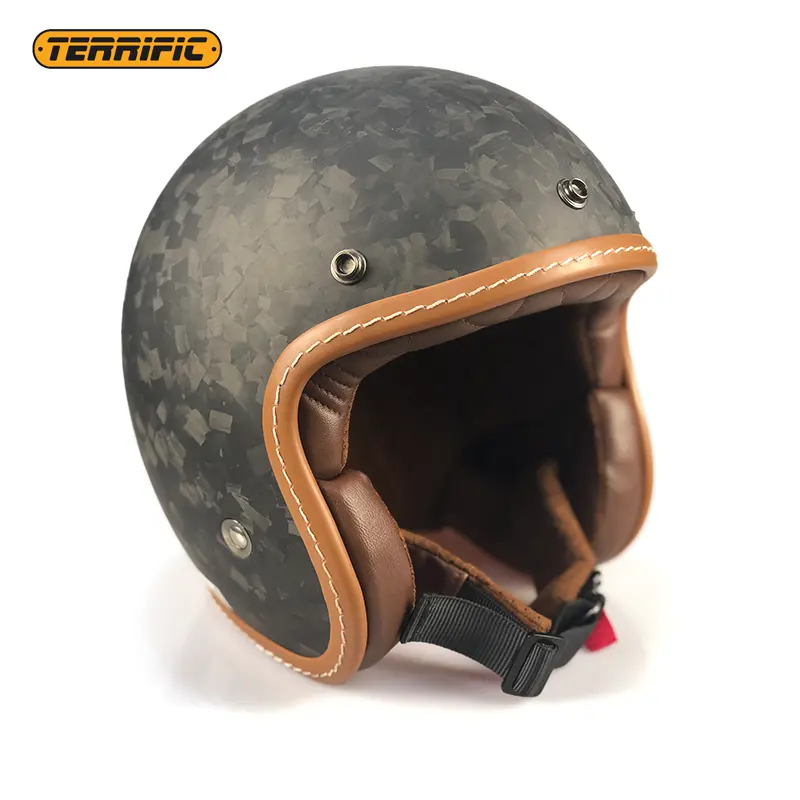新機能の卸売カスタマイズレトロ34バイクアクセサリーカーボンファイバーヘルメットオートバイオープンフェイスヘルメット