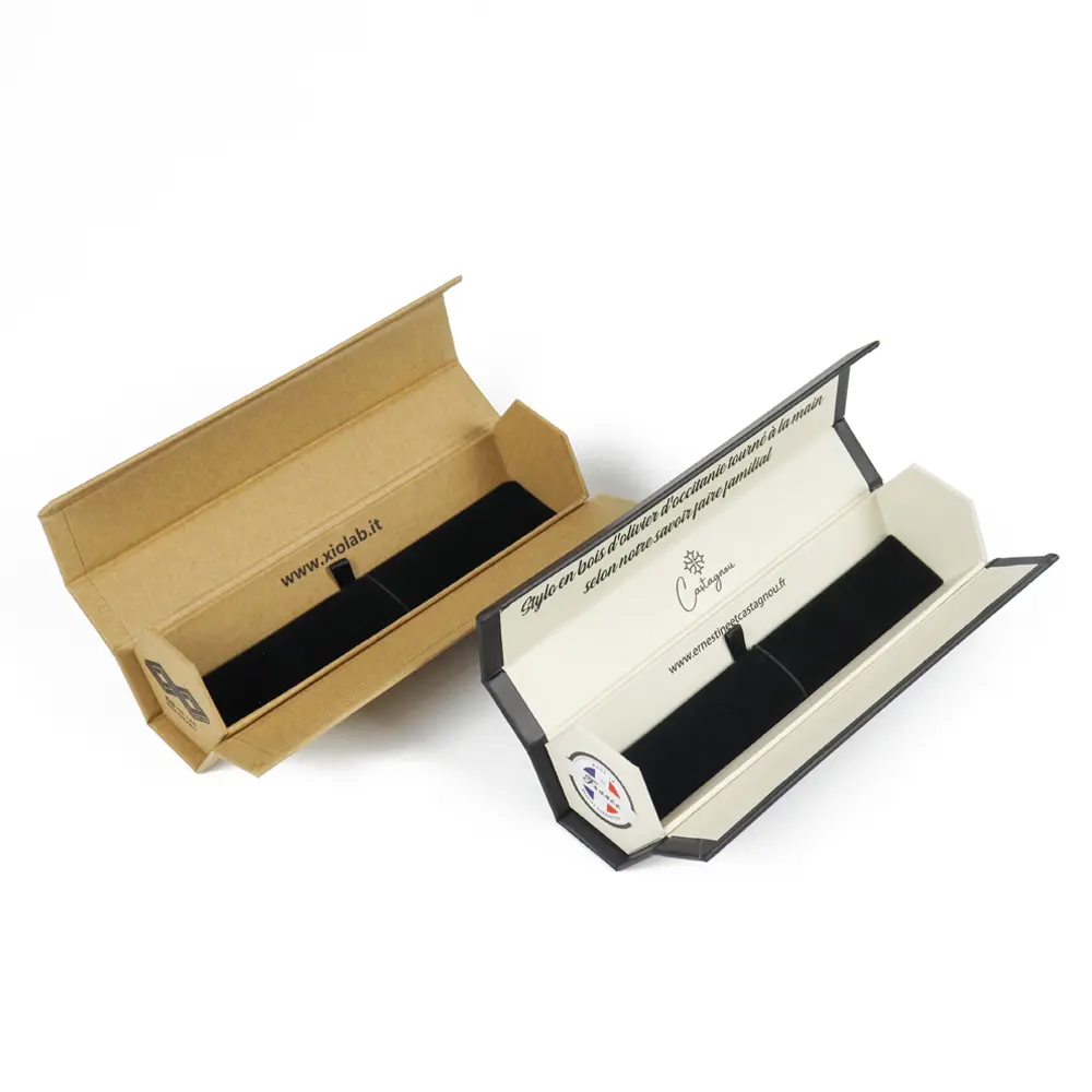 Kotak pena logam kustom mewah logo pena kemasan kosmetik pulpen titik Hadiah set kotak pena kertas