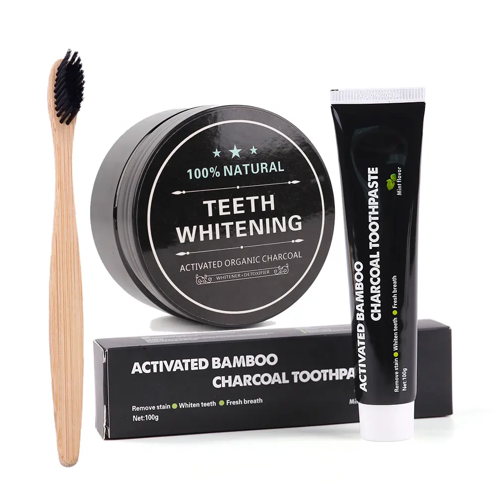 Poudre de blanchiment des dents charbon dentaire soins d'hygiène buccale tache naturelle enlever le charbon actif en bambou pour les soins bucco-dentaires