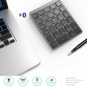 Teclado inalámbrico N960 de 28 teclas, periférico de aleación de aluminio, Digital, carga USB, ultrafino, con dientes azules