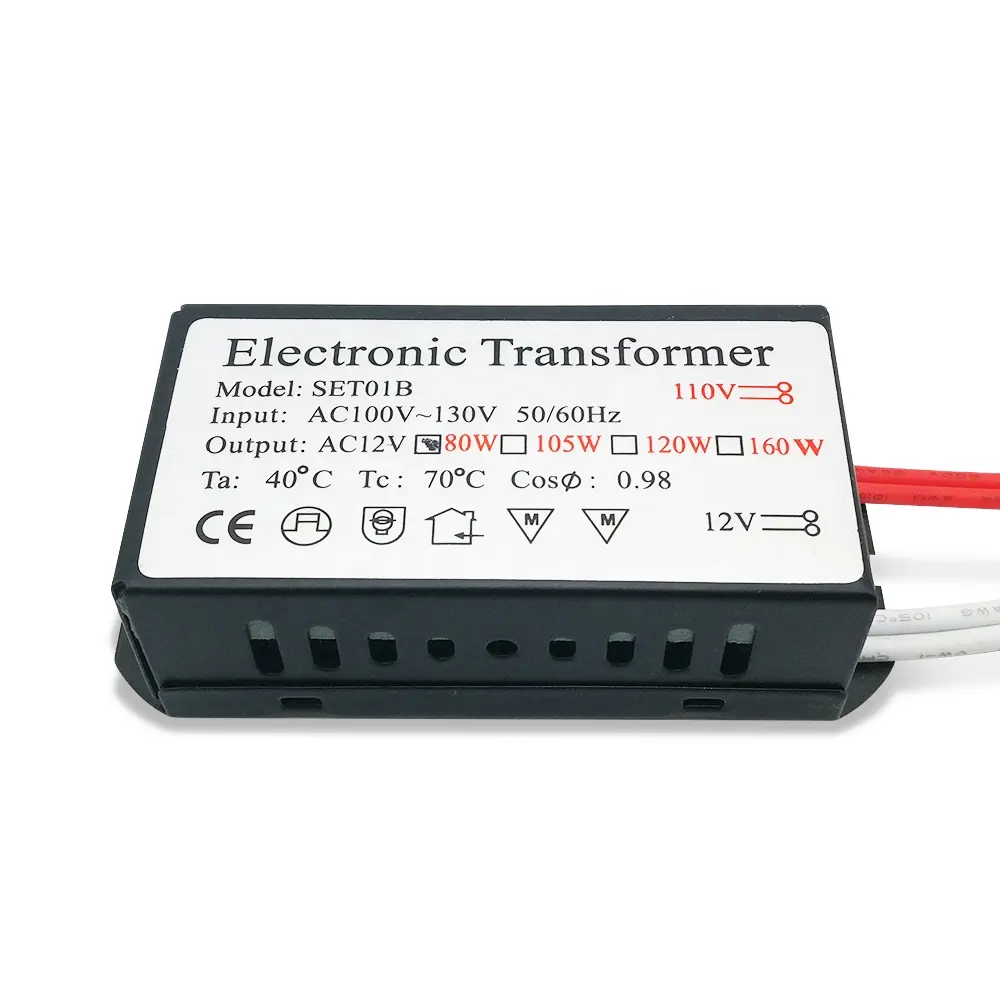 110V elektronik transformatör 80W AC110V-130V AC 12V güç kaynağı G4 halojen kristal lamba yuvası kuvars avize