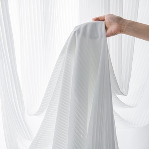 Factory Direct Sale Soft Sheer Voile Fabric Roll, Geometric Stripe Pattern White Tulle Curtain Fabric for <strong>Living</strong> Room <strong>Window</strong> - Product Image 5