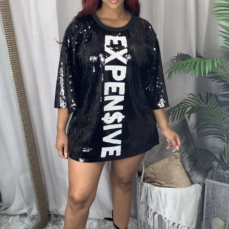 Fashionable sparkling women evening dresses with sequined