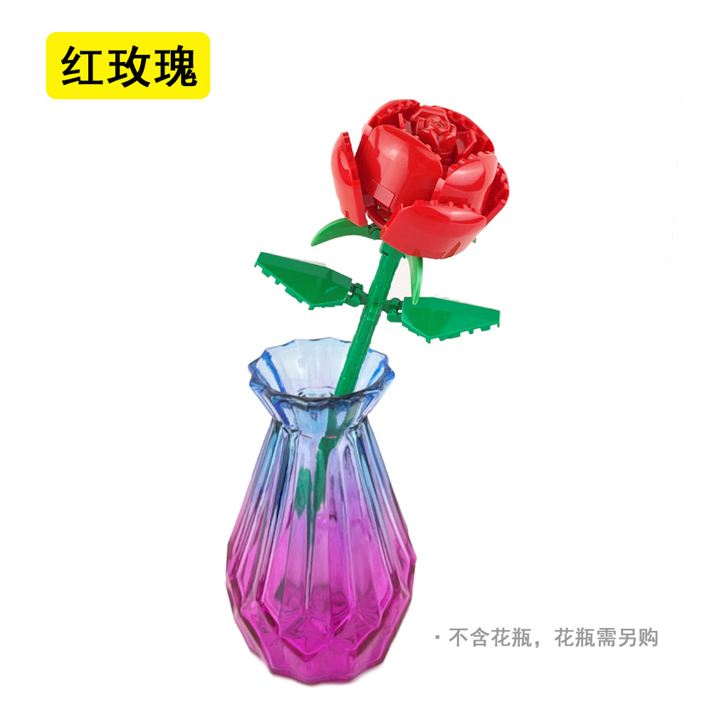 01-rose rouge (Vase non inclus)