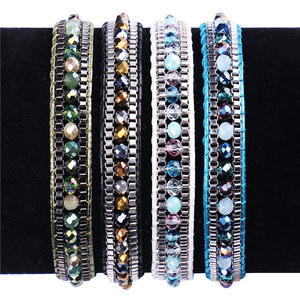Bohemian estilo colorido cristal Miyuki semente tecido miçangas amizade pulseira bola forma padrão presente feminino para casais