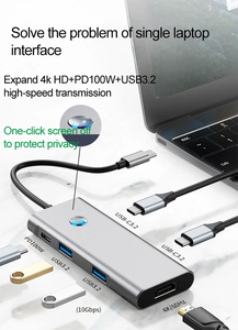 Xput 10Gbps 7 in 1 USB C ฮับหลายพอร์ตสนับสนุน4K * 2K 60Hz 100W PD 4พอร์ต USB ปิดหน้าจอสำหรับ iPad - Product Image 5