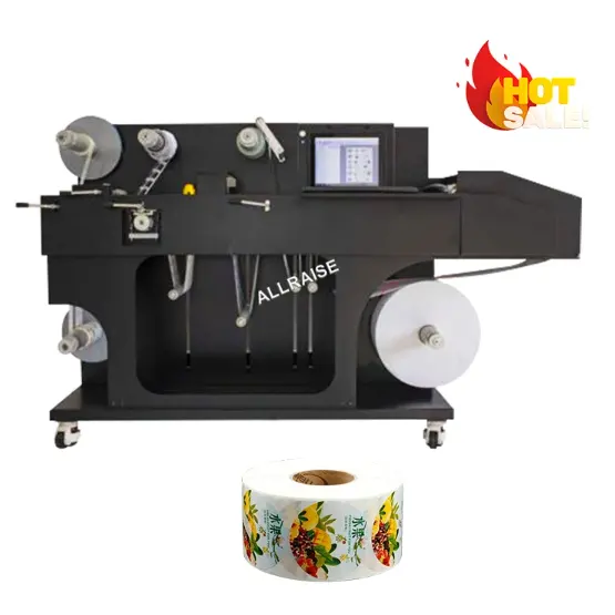 Rouleau à rouleau Machine d'impression d'étiquettes numériques Étiquette de couleur adhésive Autocollants Imprimante Découpe Refendage Rebobinage Machine
