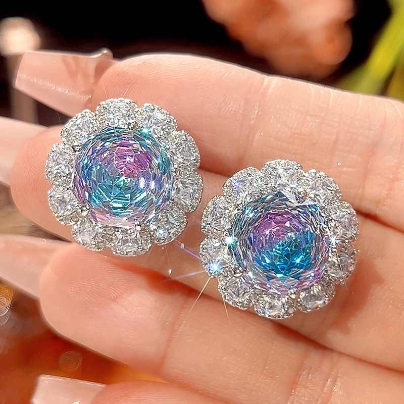 Pink Blue ear studs