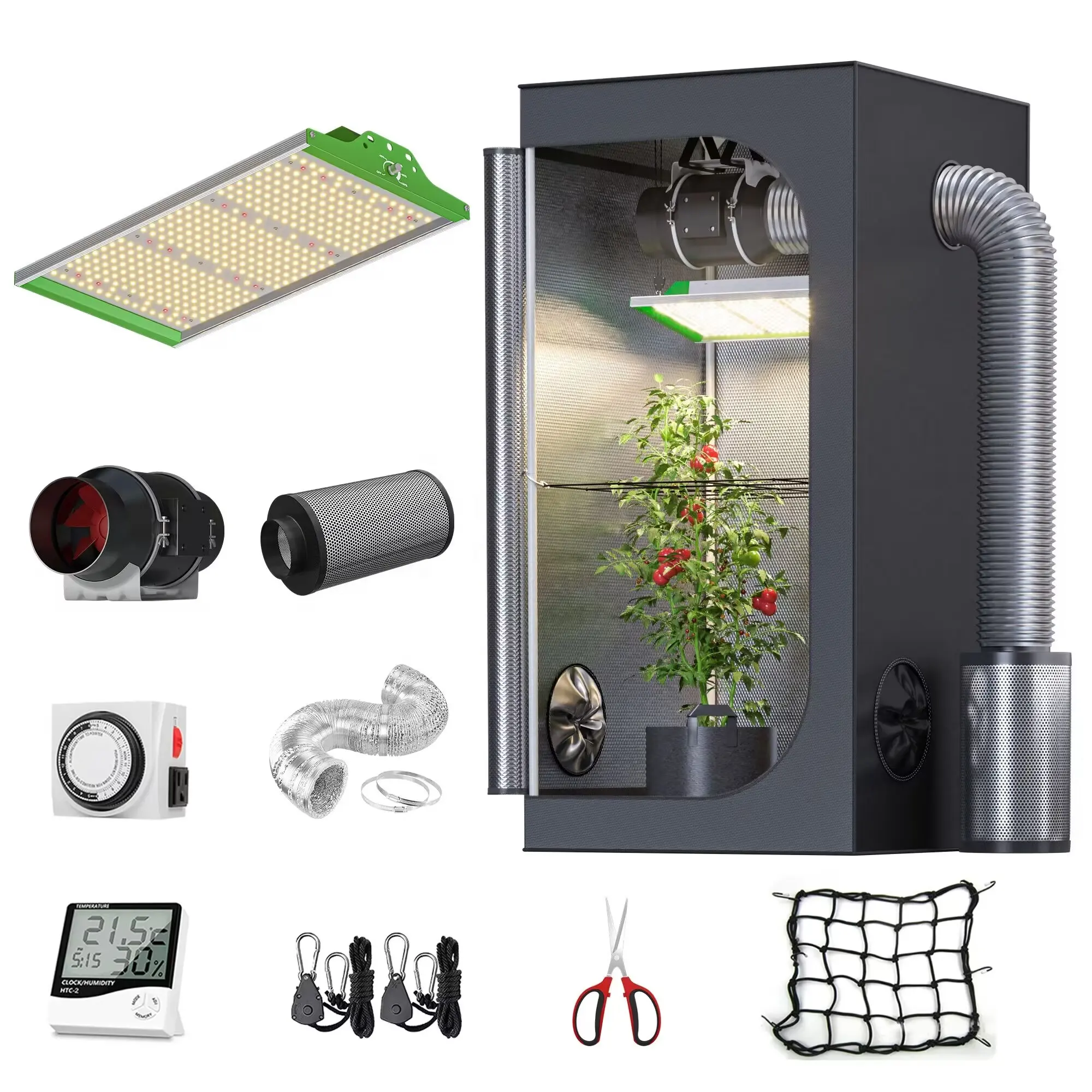 60x60x120cm Indoor Grow Tent Kit Complete Package Grow Light Kit for Plant Growing