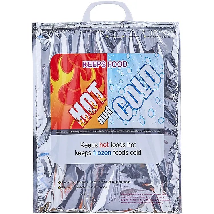 Takviyeli ağır sıcak soğuk öğle yemeği tote yeniden kullanılabilir gıda saklama folyo yalıtımlı çanta donma sıcak ürünler dahil olmak üzere