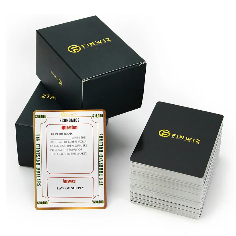 Custom Printing Simple Question And Answer Cards Game Economic Financial Literacy Flash Cards For Kids