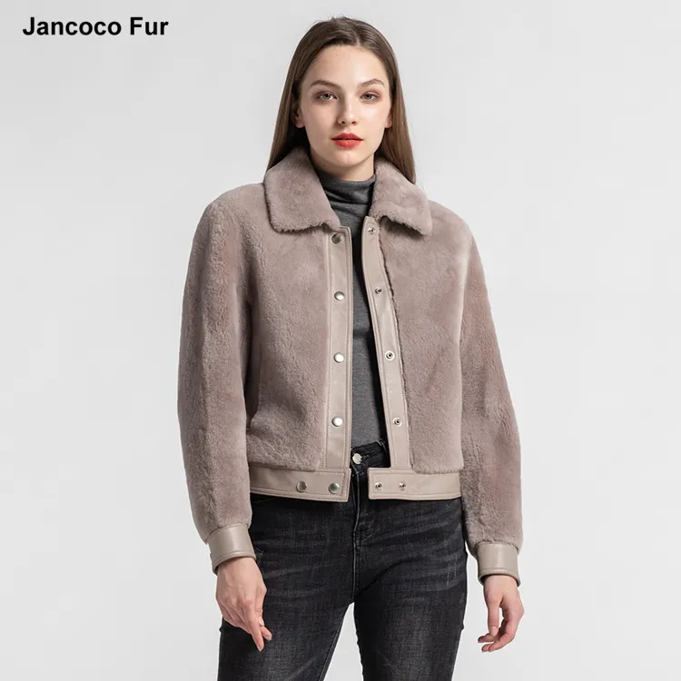 Boutique chaqueta de cuero genuino piel una caliente abrigo de piel de oveja para mujer chaqueta gruesa de invierno