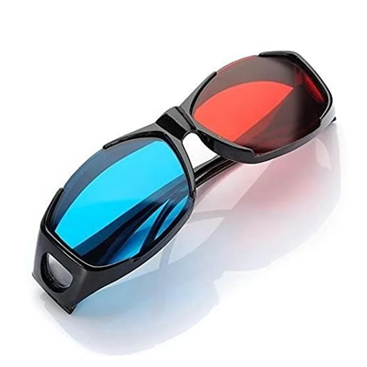 Kırmızı mavi 3D gözlük Anaglyph çerçeveli 3D görüş gözlükleri oyun Stereo Movie boyutlu gözlük plastik