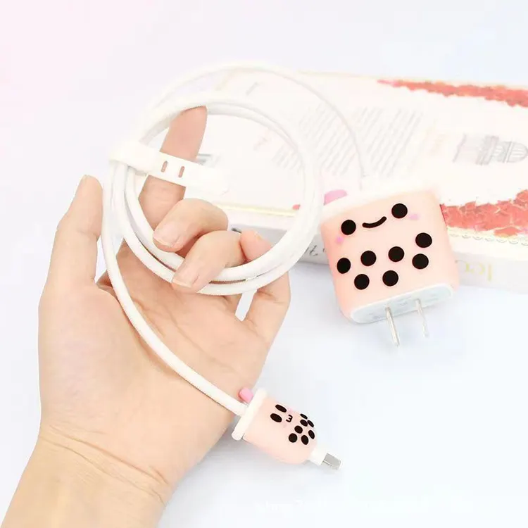 Pour iPhone chargeur rapide étui de protection Silicone souple PVC 3D dessin animé Anime chargeur câble couverture protecteur étuis