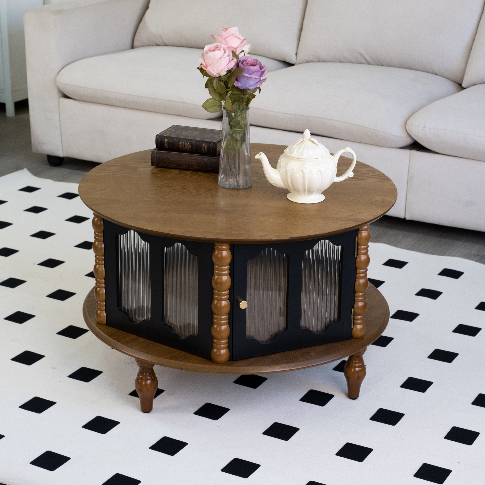 Marron + Noir + MDF + Bois
