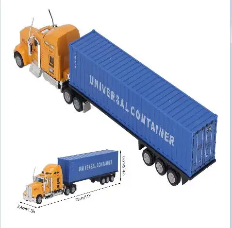 1:48 die cast contenitore camion giocattoli in lega vivido contenitore trattore modello giocattolo per bambini in metallo camion giocattoli