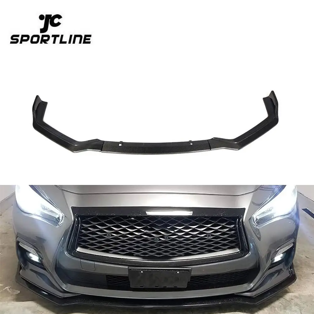 Parachoques delantero deportivo de fibra de carbono, alerón para Infiniti Q50 Sport 2018-2019, 3 unidades