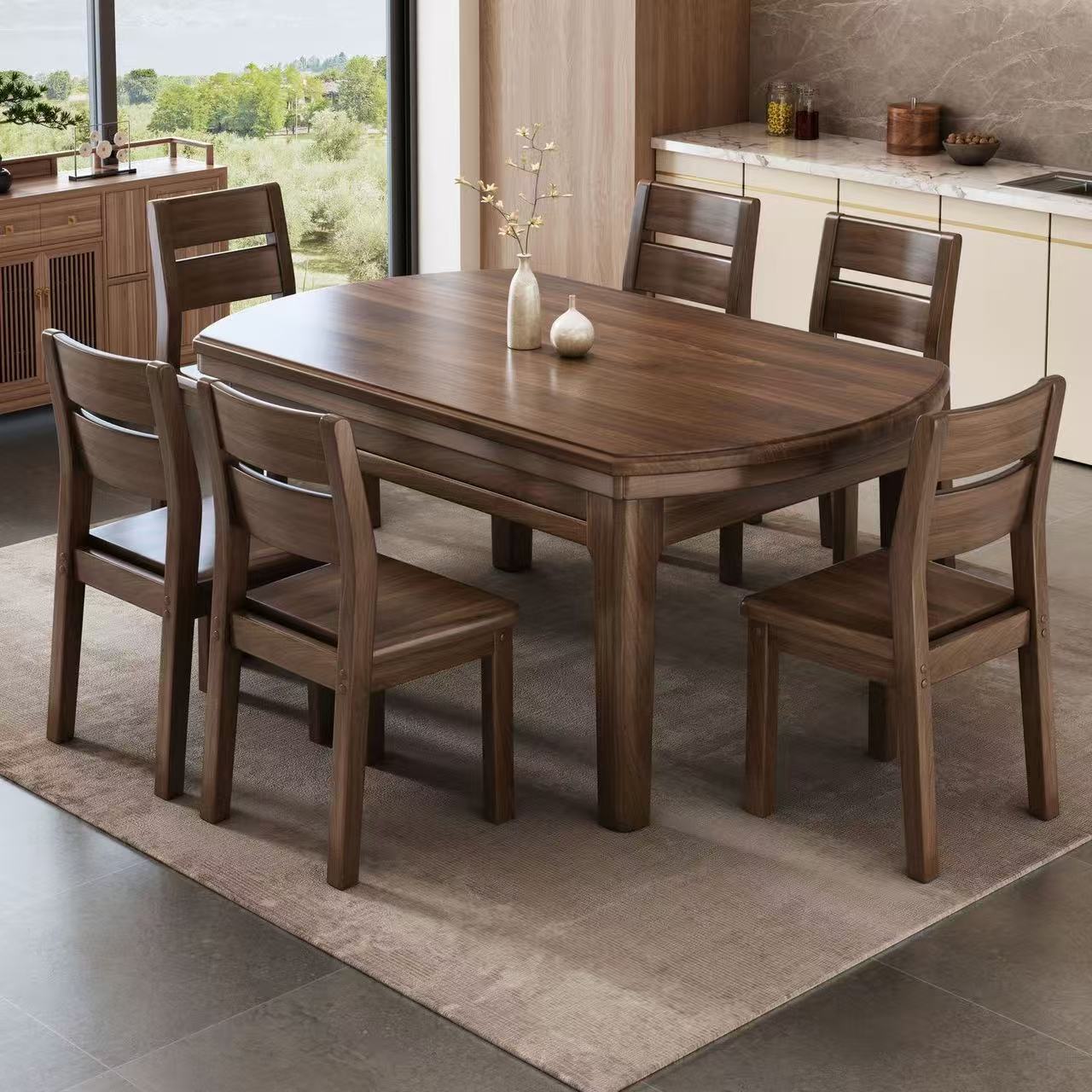 Plateau en bois massif couleur noyer