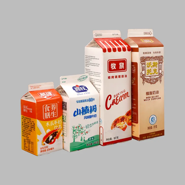 1000ML गर्म बिक्री Pasteurized दूध का रस के लिए सड़न रोकनेवाला डिस्पोजेबल मकान का कोना शीर्ष बॉक्स गत्ते का डिब्बा