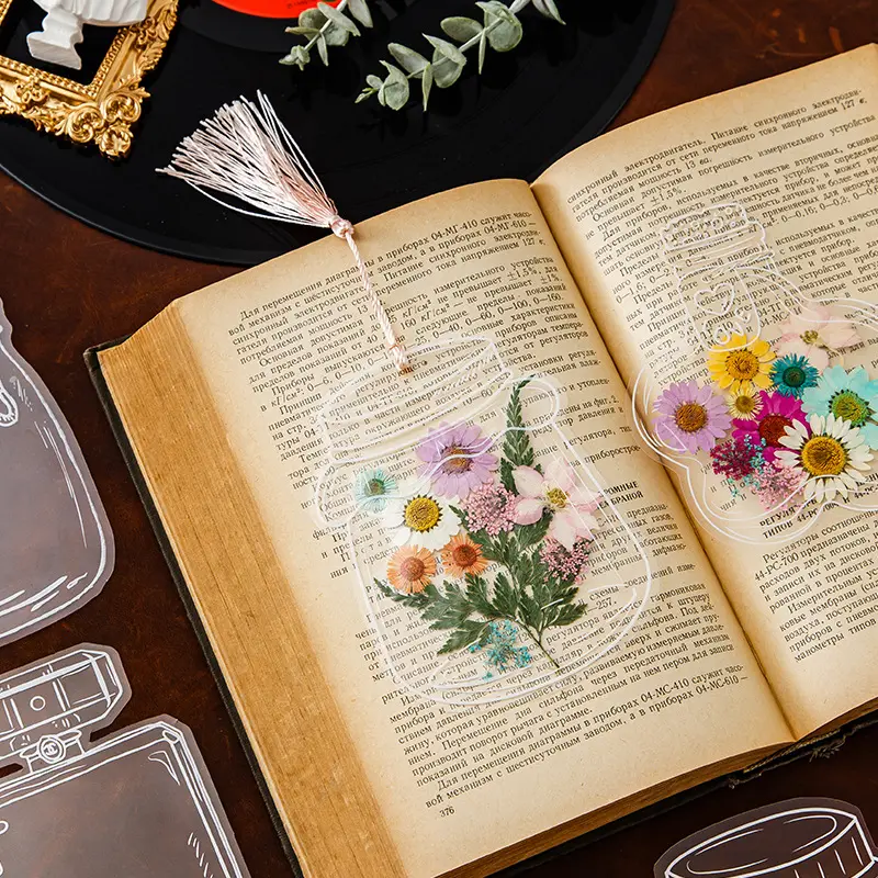 Marcadores de hojas de flores secas hechos a mano DIY de alta calidad con borlas, marcadores de libro de recortes DIY personalizados, marcapáginas de flores prensadas